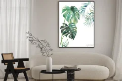 Plakat: Egzotyczne liście monstery i palmy