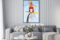 Plakat: Ekstremalne zawodnik porusza się w dół z góry na snowboard