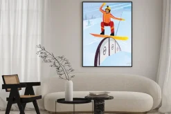 Plakat: Ekstremalne zawodnik porusza się w dół z góry na snowboard