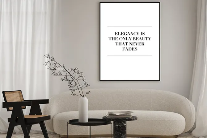 Plakat: Elegance is the only beauty - motywacyjny napis