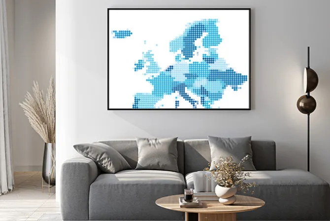 Plakat: Europa przerywana niebieska
