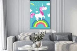 Plakat: Fairy jednorożec z tęczą. ilustracji wektorowych