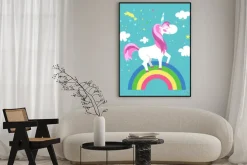 Plakat: Fairy jednorożec z tęczą. ilustracji wektorowych