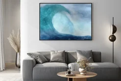 Plakat: Fal oceanicznych w akwareli