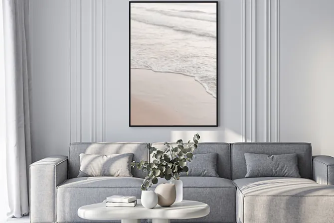 Plakat: Fale wypływające na plaże morski krajobraz