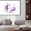 Plakat: Fantastic animal - unicorn in pink clouds/ watercolor hand drawn