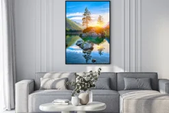 Plakat: Fantastyczny zachód słońca nad jeziorem hintersee