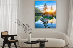 Plakat: Fantastyczny zachód słońca nad jeziorem hintersee