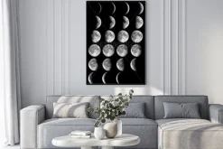 Plakat: Fazy księżyca na czarnym tle