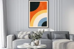 Plakat: Figury w nowoczesnej abstrakcyjnej formie inspirowane bauhausem