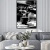 Plakat: Filiżanka kawy czarno-biała fotografia