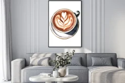 Plakat: Filiżanka kawy z delikatną pianką uformowaną w serce
