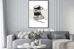 Plakat: Filiżanki kawy abstrakcyjna grafika