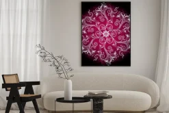 Plakat: Fioletowy, biały i czarny okrągły kwiatów ramka z rocznika kwiatów