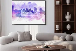 Plakat: Fioletowy nowy jork sny pocztówka malowanie