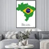 Plakat: Flaga brazylii na mapie