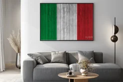 Plakat: Flaga włochy na starym tle drewna