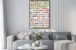 Plakat: Flagi państw świata z podziałem na kontynenty