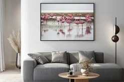 Plakat: Flamingi w wallis bay, namibia, afryka