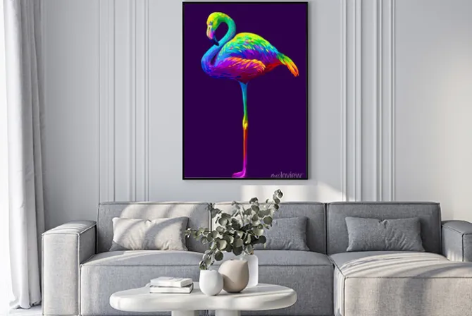 Plakat: Flamingo. abstract, artistic, multi-colored image of a flamingo