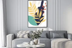 Plakat: Flat modern floral foliage illustration on the white isolated