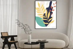 Plakat: Flat modern floral foliage illustration on the white isolated