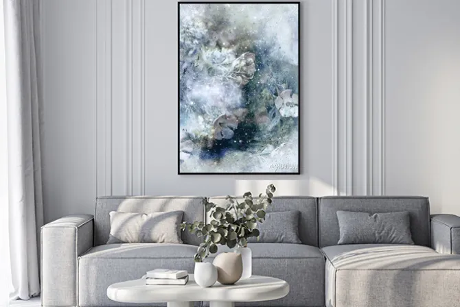 Plakat: Flovers i tła zimowych, stary styl sztuki, komputer kolażu.