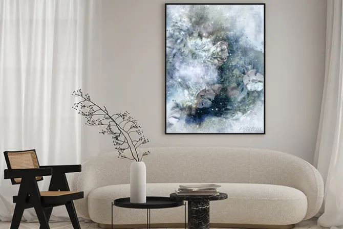 Plakat: Flovers i tła zimowych, stary styl sztuki, komputer kolażu.