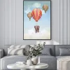 Plakat: Flying elephant in the sky with balloons. illustration. computer