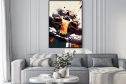 Plakat: Formula 1 car illustration in orange and black