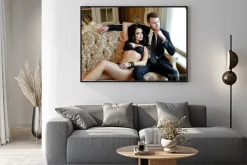 Plakat: Fotografia mody romans sexy miłośników pary. kobieta z czarnymi