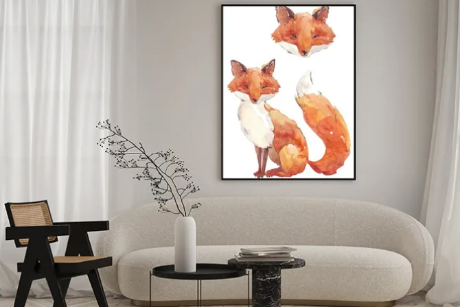 Plakat: Fox akwarela stylizacja