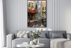 Plakat: Francuski zewnątrz european cafe malarstwo, rysunek w kolorze