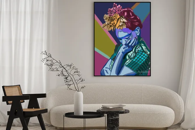 Plakat: Frida kahlo w koncepcyjnym stylu kubizmu