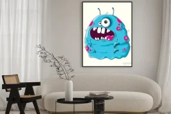 Plakat: Funny niebieski potwór