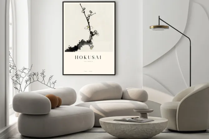 Plakat: Gałąź drzewa reprodukcja malunku hokusai