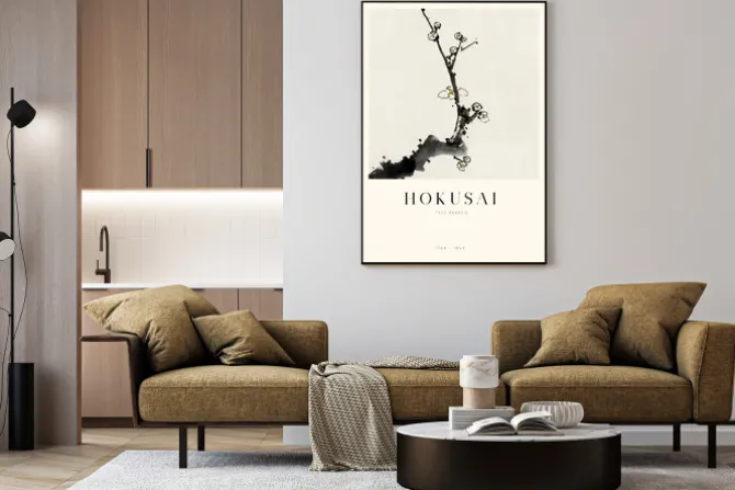 Plakat: Gałąź drzewa reprodukcja malunku hokusai