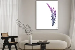 Plakat: Gałązka lawendy na białym tle