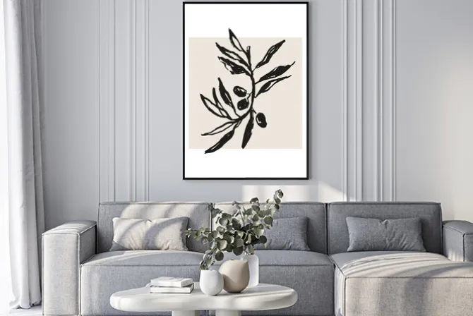 Plakat: Gałązka oliwna w stylu minimalistycznym