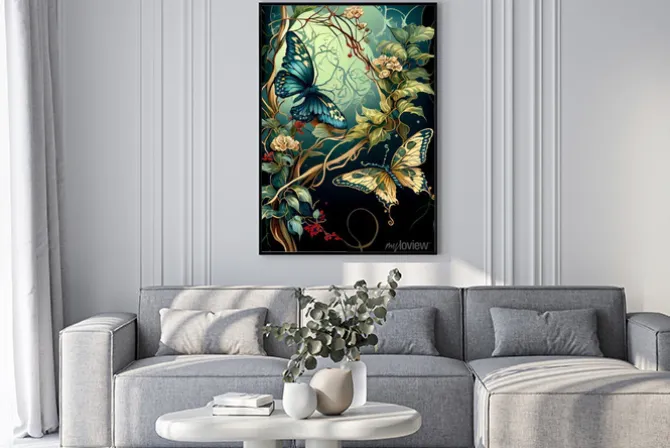 Plakat: Generative ai abstract render of butterflies