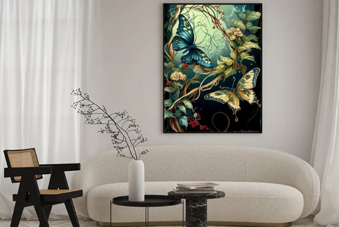 Plakat: Generative ai abstract render of butterflies