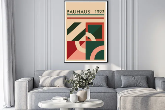 Plakat: Geometryczna abstrakcja w stylu bauhaus