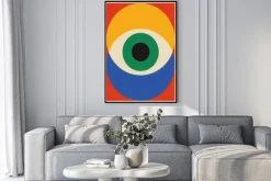 Plakat: Geometryczna kompozycja z intensywnymi kolorami i kształtami