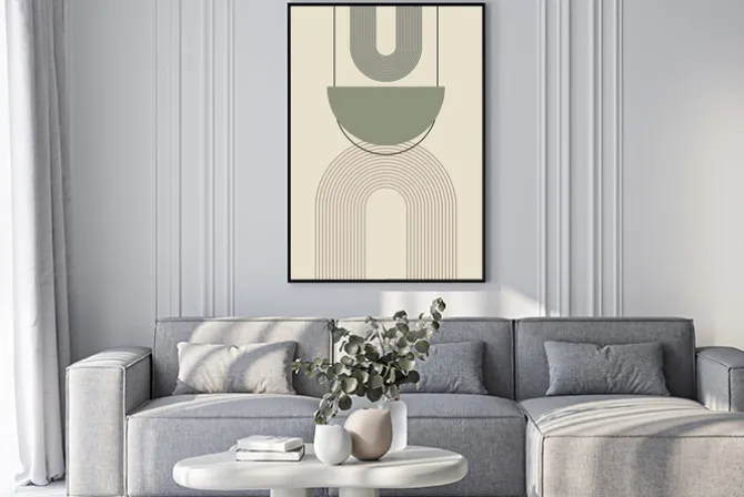 Plakat: Geometryczne formy z łukami abstrakcja