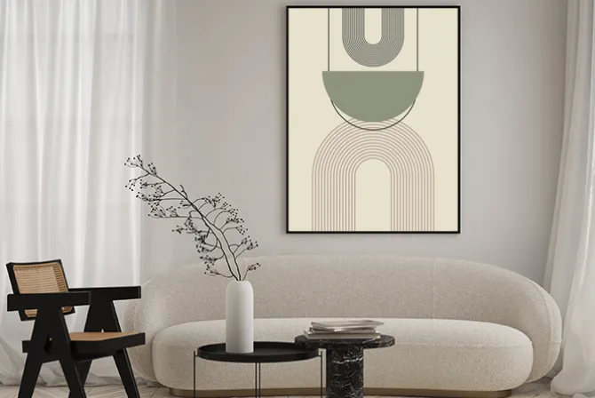 Plakat: Geometryczne formy z łukami abstrakcja