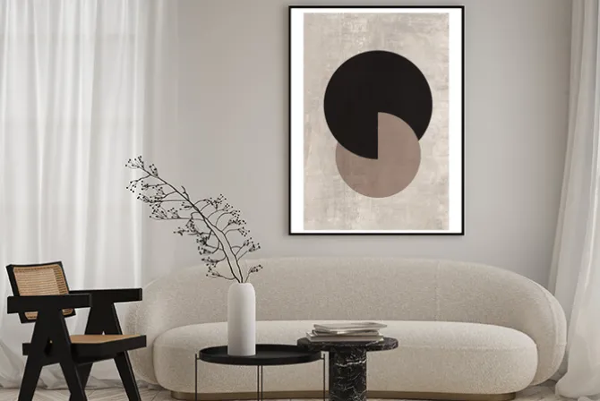 Plakat: Geometryczne kształty na teksturowym tle