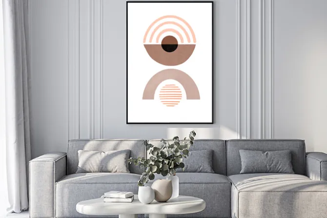 Plakat: Geometryczne kształty abstrakcja w kolorach mocha mousse