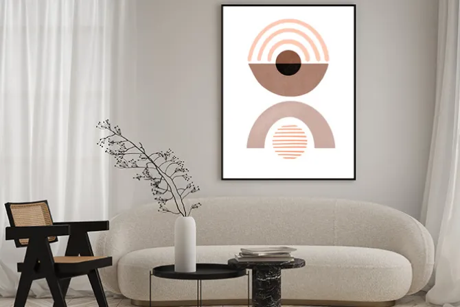 Plakat: Geometryczne kształty abstrakcja w kolorach mocha mousse