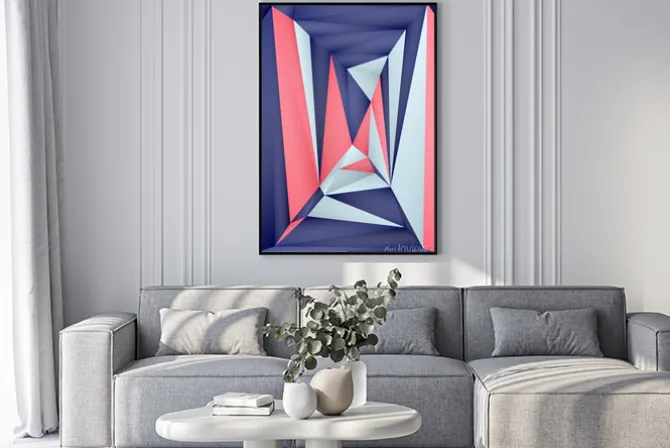 Plakat: Geometryczne tło w trójkąty