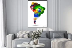 Plakat: Geometryczny map ameryki południowej design